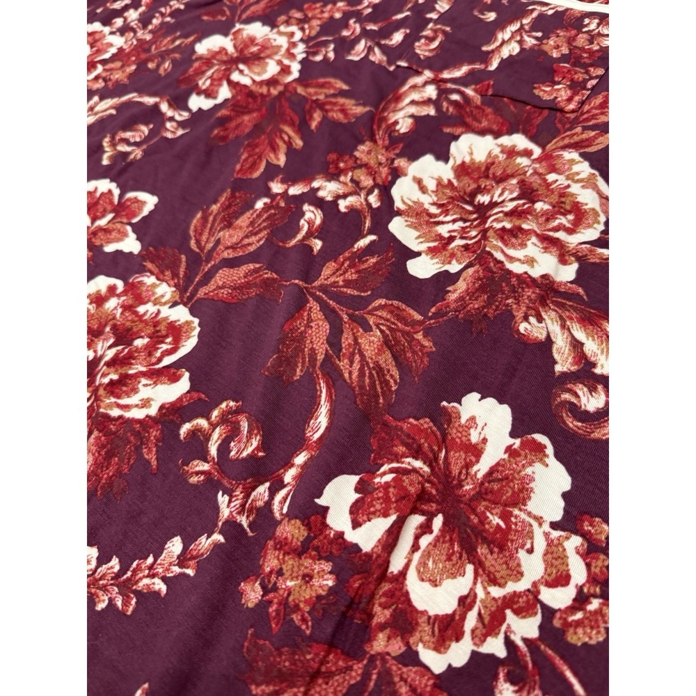 Soma Cool Nights Nightgown Sleep Shirt Soft Jersey Plum Floral Lounge NWT XXL - Picture 7 of 7